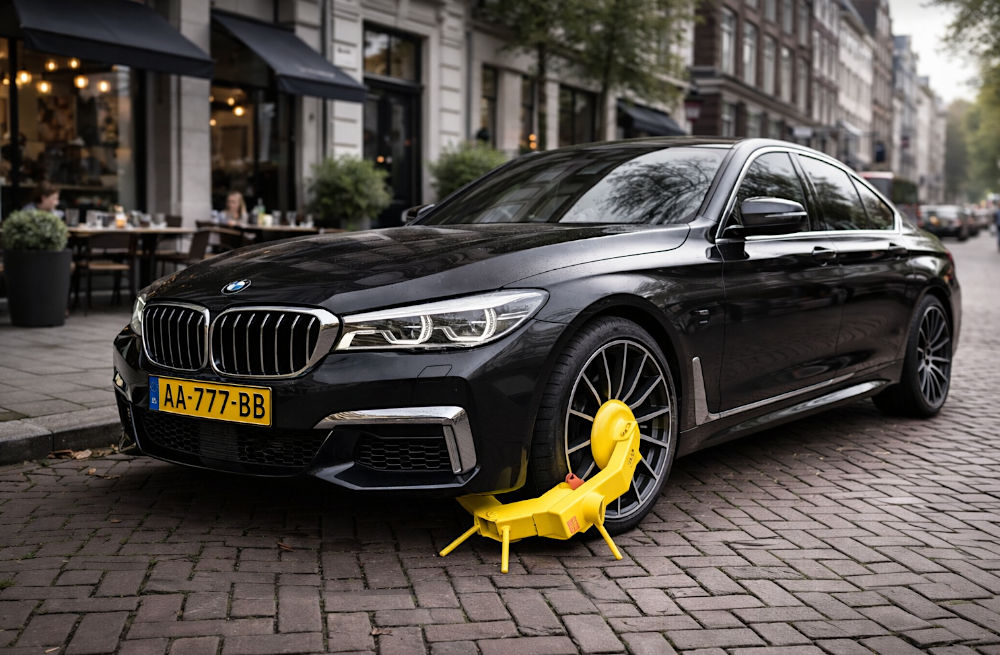 AVG-Hulp: auto met wielklem - metafoor voor onaangename verrasing